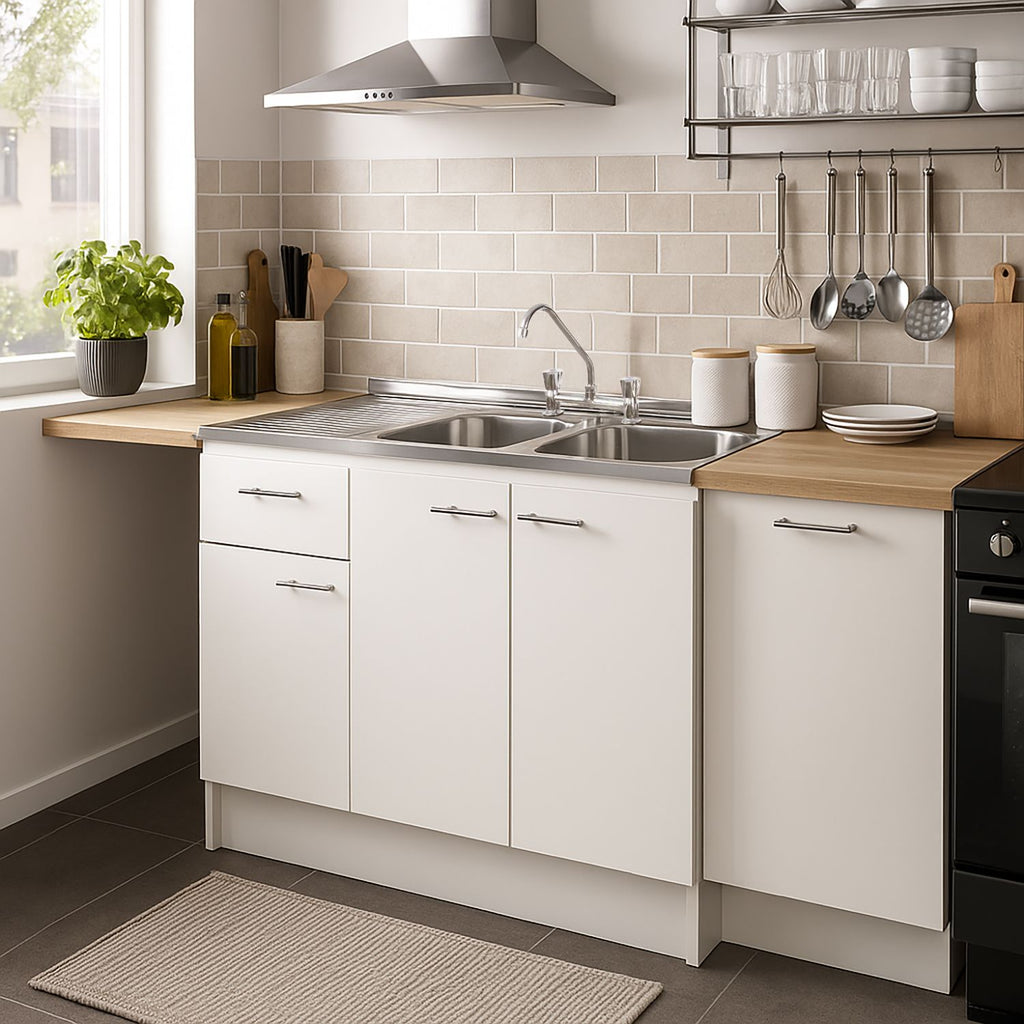 KIT MUEBLE LAVAPLATOS 120 CM IZQUIERDO CON REBALSE