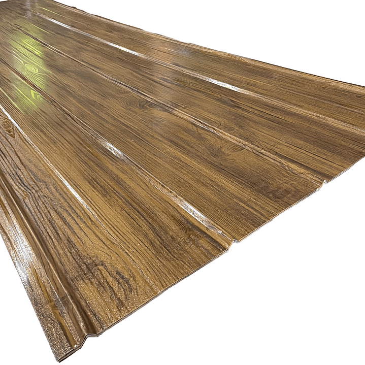 ZINC ALUM 5V TEXTURIZADO MADERA CASTAÑO  0.895x2.50x0.4MM
