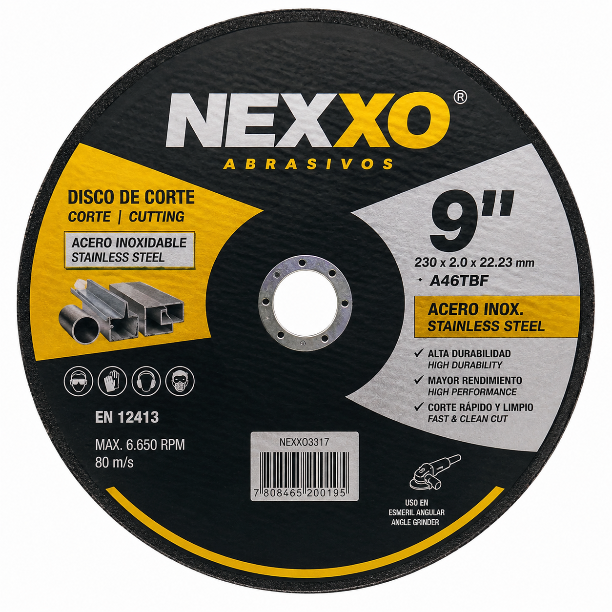 DISCO CORTE NEXXO 9" X 2 MM ACERO INOX