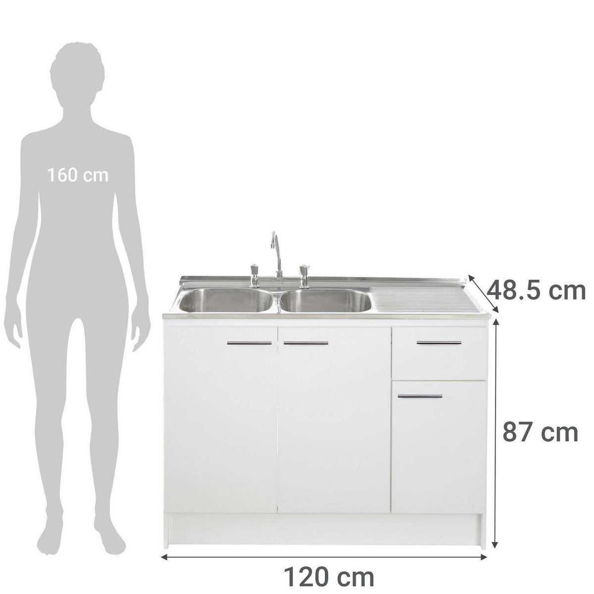 KIT MUEBLE LAVAPLATOS 120 CM IZQUIERDO CON REBALSE