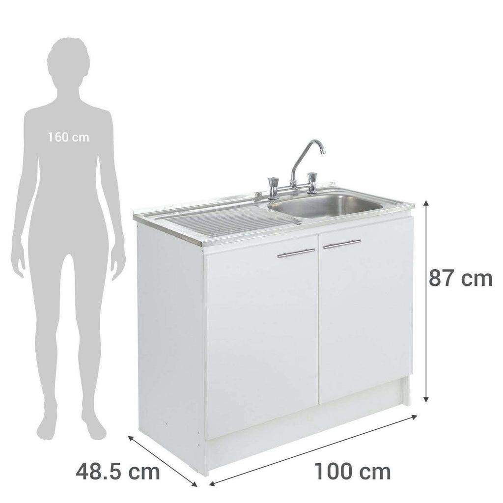 KIT MUEBLE LAVAPLATOS 100 CM DERECHO CON REBALSE