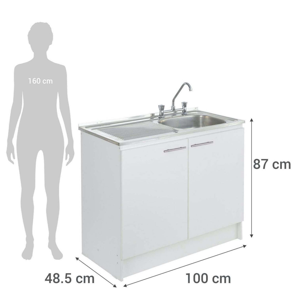 KIT MUEBLE LAVAPLATOS 100 CM IZQUIERDO CON REBALSE