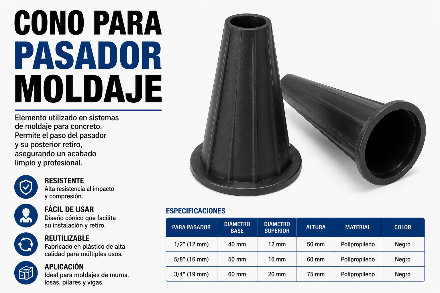 CONO PARA PASADOR MOLDAJE