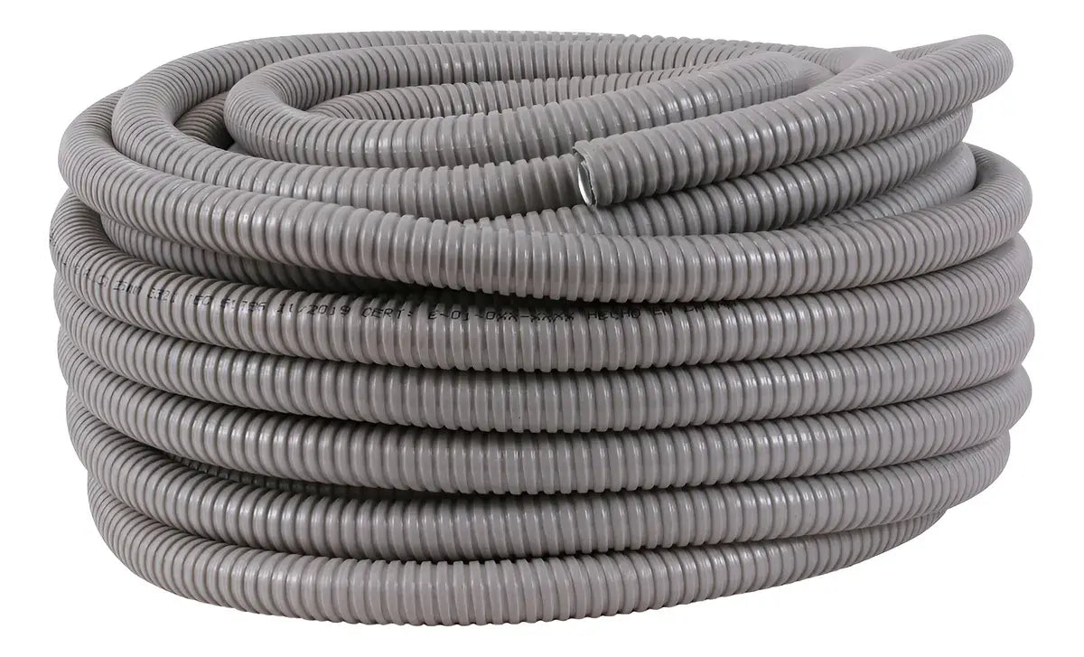TUBO CONDUIT FLEXIBLE 50 MM CORRUGADO PVC METÁLICO GRIS