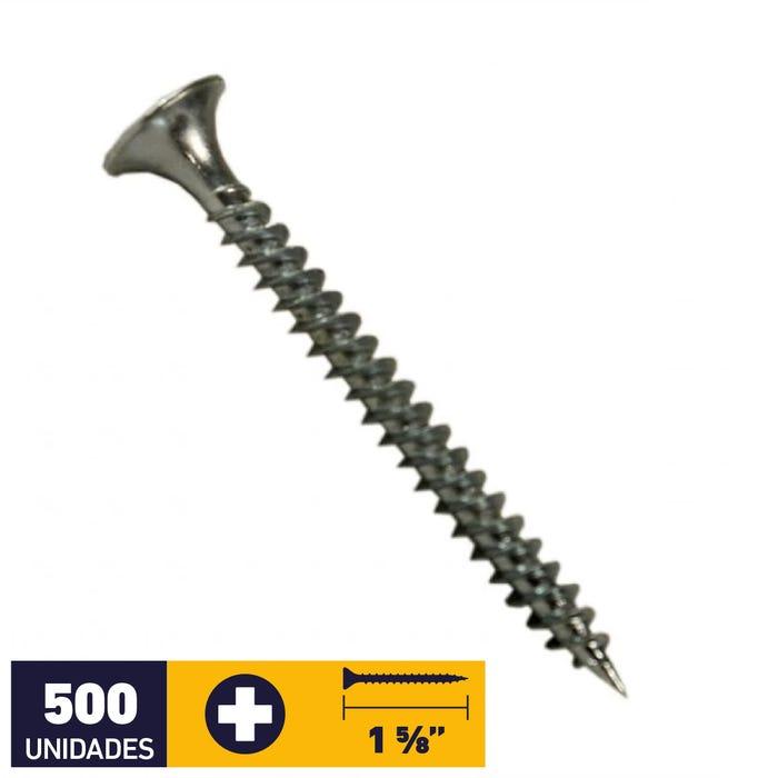 TORNILLO DRYWALL CRS CROMADO 15/8" PUNTA FINA KHOR X 500 UNIDADES