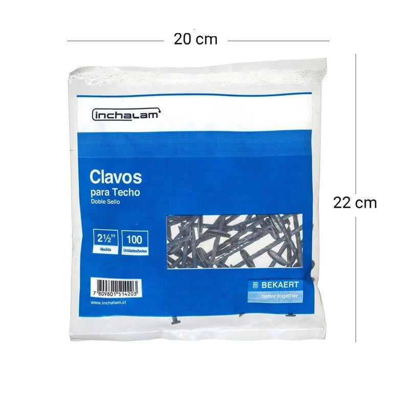 CLAVO DE TECHO HELICOIDAL 21/2" TITAN-FERROMAT BOLSA 100 UNIDADES