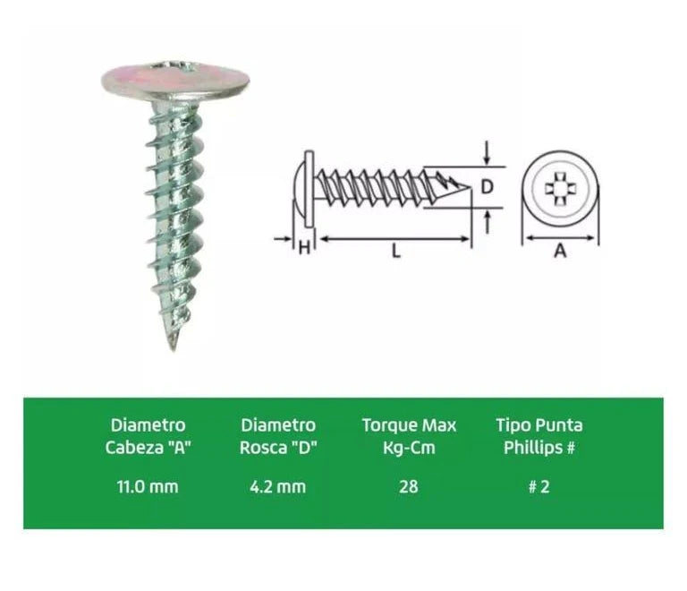 TORNILLO LENTEJA PUNTA FINA 1" FERROMAT FTAE-100