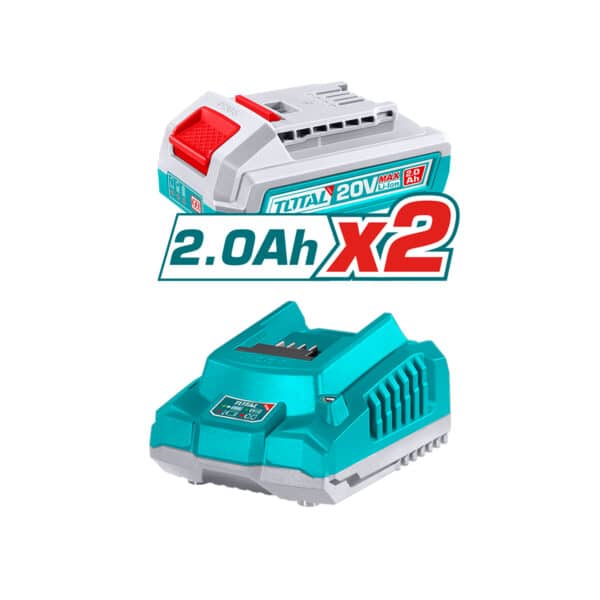 TALADRO PERCUTOR INALÁMBRICO TOTAL 13MM 66NM 20V 2 BATERÍAS + CARGADOR