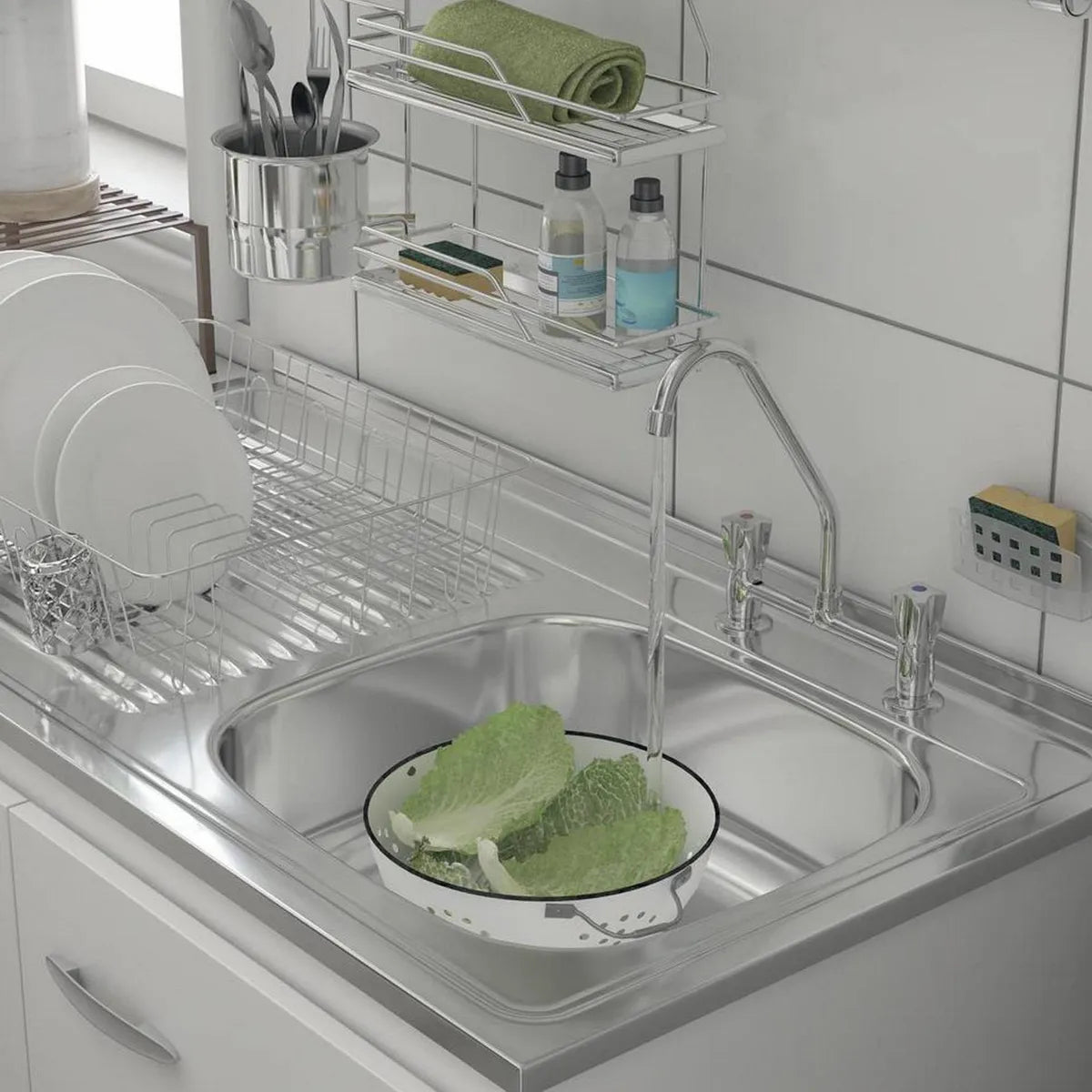 KIT MUEBLE LAVAPLATOS 120 CM IZQUIERDO CON REBALSE
